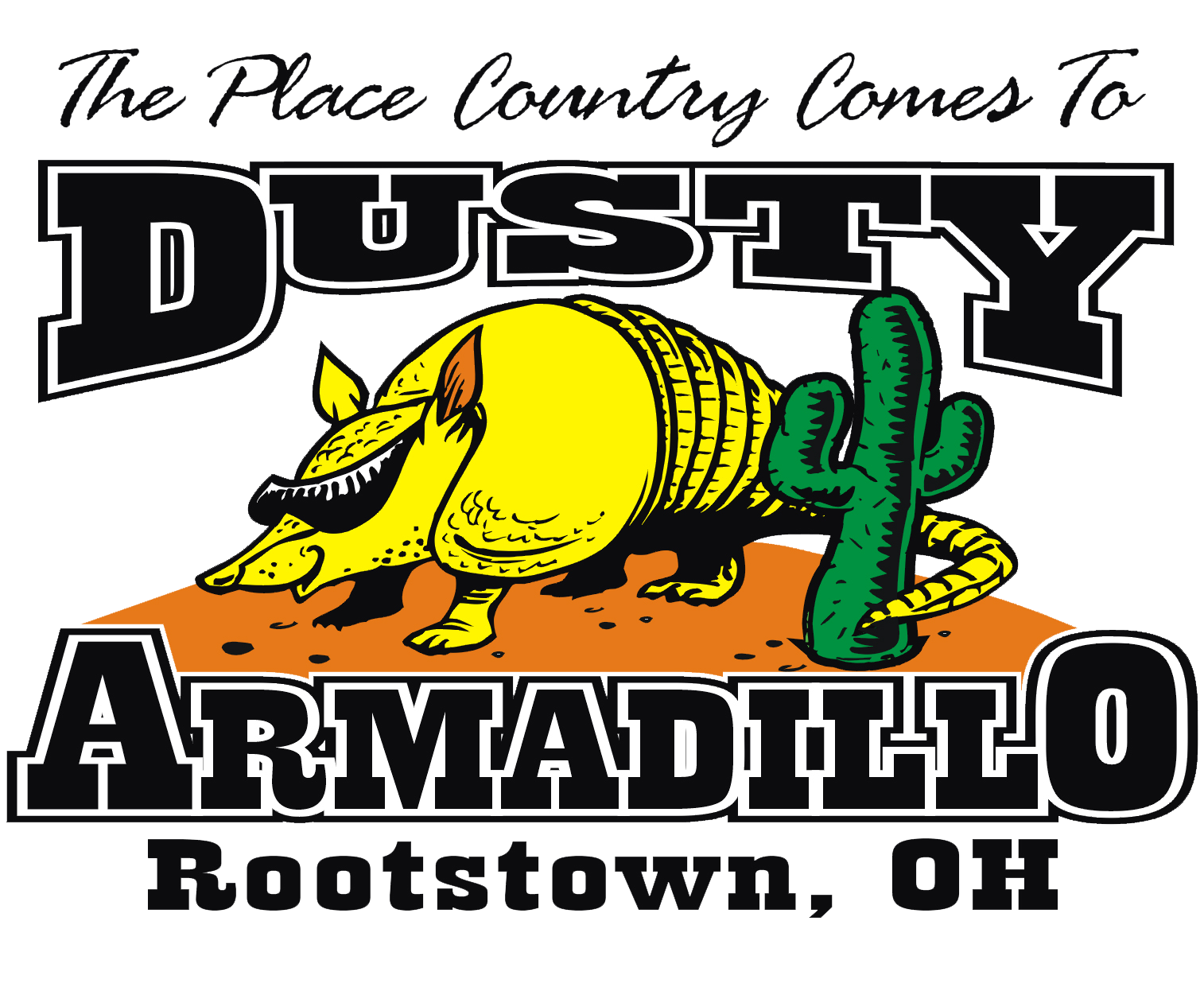 dusty armadillo logo high res rootstown ohio black text